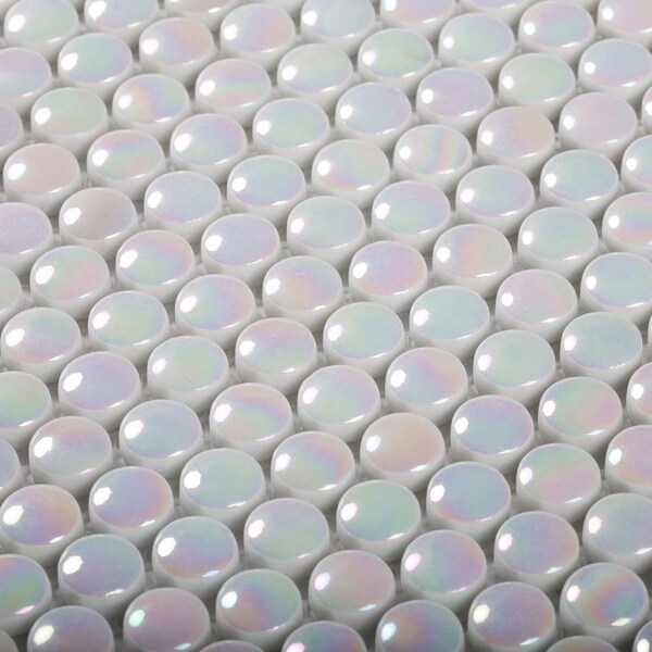 Apollo Tile Sample of White Pearl Bead 12.5"x12.8" Glass Mosaic Tile APLVRE9910EC59 Sample - main